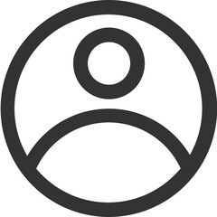Poster - illustration of a simple user icon with a circle and curved line inside of a larger circle shape