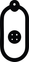 Poster - Simple black icon of a tag with a circular button featuring four small holes isolated on a white background