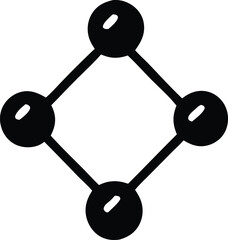 Poster - A stylized black icon depicting a molecular structure with four connected spheres arranged in a diamond shape on a white background