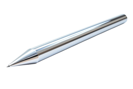 A sleek futuristic chrome stylus poised for digital creation symbolizing innovation and on transparent background
