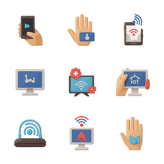 Poster - Icon set for digital technology and connectivity