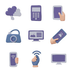 Poster - Icon set representing technology and communication tools