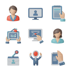 Poster - Icon set representing digital communication and data management
