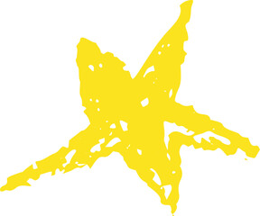 Wall Mural - yellow chalk star with a grunge crayon texture. scribble-style sketch in children's drawing look. sh