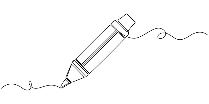 Continuous Line Drawing of Feather Icon. Hand Drawn Symbol Vector Illustration, Continuous one line hand drawn illustration of a fountain ink pen creating a flowing, artistic stroke. Minimalist vector