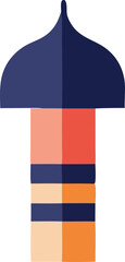 Poster - Abstract geometric illustration featuring a dark blue curved top with a textured pattern and a vertical stripe pattern below