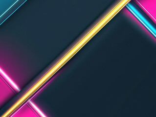 Poster - An abstract background featuring a dark blue surface with diagonal glowing lines in pink, orange, and blue, creating a dynamic and futuristic aesthetic.