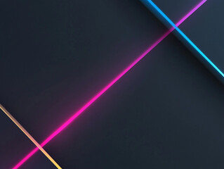 Poster - An abstract background featuring a dark blue surface with diagonal glowing lines in pink, orange, and blue, creating a dynamic and futuristic aesthetic.