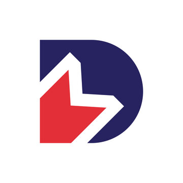 Abstract DM or MD Logo With Blue and Red color