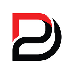 Leinwandbilder - Modern Stylized Red and Black Letter DP and PD Minimalist Logo Design