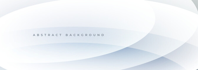Aufkleber - White modern abstract wide banner with circles and curves. Soft light abstract geometric background. Vector illustration
