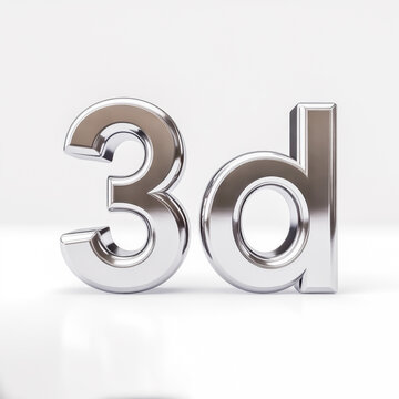 3d Text in Reflective Metal: A shiny, chrome-like rendering of the letters 