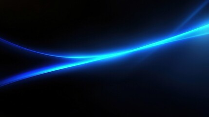 Poster - Abstract blue light waves flow smoothly across a dark background, creating a futuristic and dynamic visual effect.