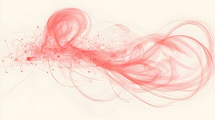 Wall Mural - Abstract Red Swirling Lines Art Background AI Generated