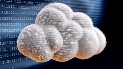 Aufkleber - Cloud of Data: A mesmerizing visual of a cloud meticulously crafted from binary code, representing the essence of data storage, computing, and the digital frontier.