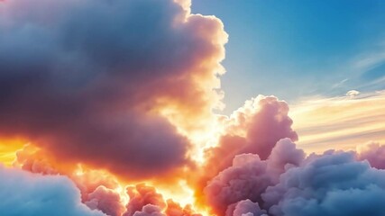 Aufkleber - Cloudscape Symphony: A breathtaking cloudscape painted with the vivid hues of sunset, the sky, with dramatic interplay of light and shadow. A visual feast.