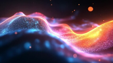Poster - Abstract Energy Flow: A mesmerizing abstract artwork depicting a vibrant flow of energy, with dynamic waves of blue, orange, and pink hues, creating a captivating visual spectacle.
