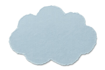 Poster - Torn piece of light blue paper in the shape of a cloud, isolated on transparent background, ideal for creative projects