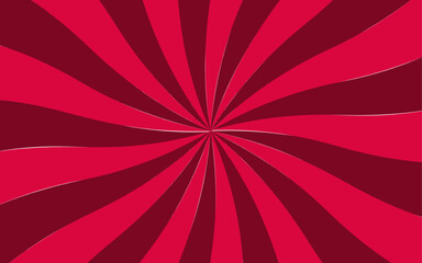 Poster - Abstract bold optical illusion background with swirling red and white wavy stripes radiating from the center and hypnotic spiral. Dynamic movement and symmetry, evoking a retro, energetic