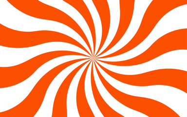 Aufkleber - Abstract bold optical illusion background with swirling Orange and white wavy stripes radiating from the center and hypnotic spiral. Dynamic movement and symmetry, evoking a retro, energetic
