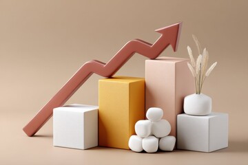 Poster - Modern abstract bar graph with upward arrow symbolizing growth increase and progress in business finance and investment analysis