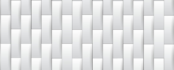 Poster - Abstract light geometric background. Seamless white and gray brick texture. Trendy illusion 3d repeatable pattern.