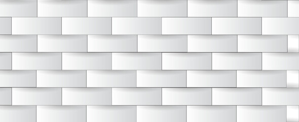 Poster - Abstract light geometric background. Seamless white and gray brick texture. Trendy illusion 3d repeatable pattern.