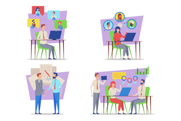 Poster - Professionals engaged in discussions and data analysis in vibrant office setting. People collaborating on projects while utilizing technology and sharing insights to drive success