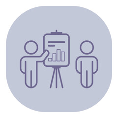 Poster - In professional setting, one person pointing at chart on easel while another listening attentively. Presentation dynamics concept