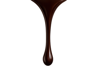 Poster - Stream of dark melted chocolate dripping and forming a drop on transparent background, ideal for advertising and packaging