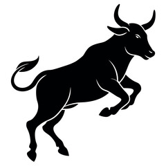 Poster - Dynamic zebu bull leaping gracefully against a clean white background
