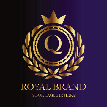 Gold royal brand logo letter Q luxury design
