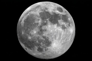 Wall Mural - Full Moon in Night Sky Detailed Close Up