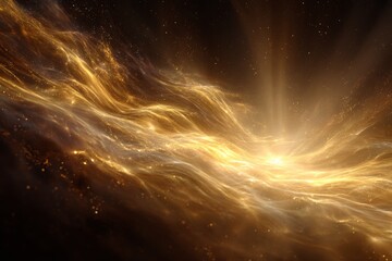 Wall Mural - Golden Light Particles Abstract Background