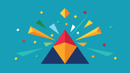 Leinwandbilder - Abstract geometric composition with colorful triangles and diamonds on transparent background