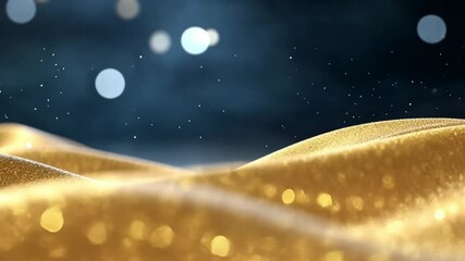 Poster - Golden Sands and Celestial Shimmers: A mesmerizing abstract image of golden dunes, with soft textures and dynamic light effects that evoke a sense of luxury and wonder.