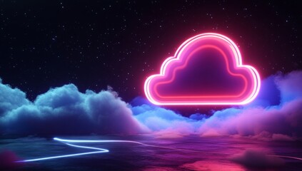 Wall Mural - Neon Cloud in a Nightscape