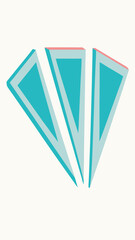 Poster - Abstract geometric illustration of three intersecting turquoise triangular shapes with transparency