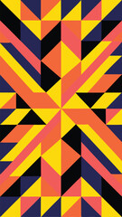 Poster - Abstract geometric pattern with triangles and lines in vibrant colors on transparent background