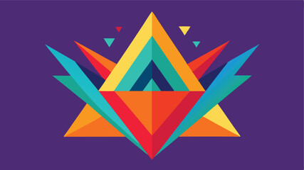 Poster - Abstract geometric shape design with layered triangles and vibrant colors on transparency