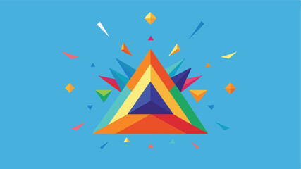 Poster - Abstract geometric triangle art on a vibrant blue backdrop modern design