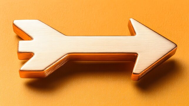 Golden Arrow Symbol Direction Right Pointer Guidance Navigation Concept