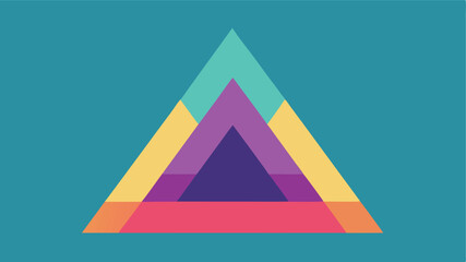 Leinwandbilder - Abstract geometric triangle composition with overlapping layers and vibrant colors on turquoise background