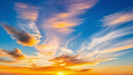 Aufkleber - Sky of Fire: A breathtaking skyscape ablaze with vibrant orange, gold, and blue hues, showcasing the artistry of nature's canvas.