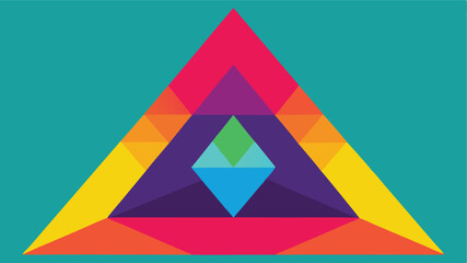 Leinwandbilder - Colorful abstract pyramid design with layered triangles on teal background