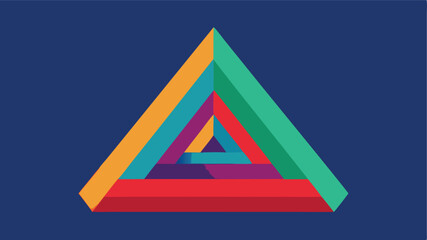 Leinwandbilder - Colorful abstract triangle illusion with overlapping geometric shapes on a blue background