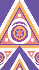 Leinwandbilder - Colorful geometric abstract pattern with triangular shapes and white details on transparency