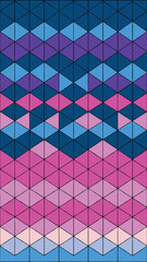 Leinwandbilder - Colorful geometric pattern of triangles in various shades of blue and pink on white
