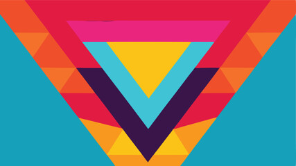 Leinwandbilder - Geometric abstract composition with colorful triangles and shapes on a transparent background