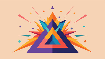 Leinwandbilder - Geometric abstract composition with triangular and angular forms on transparent background